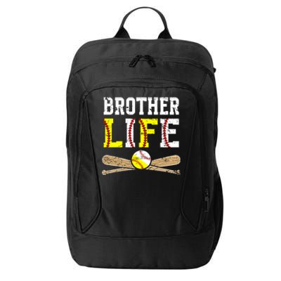 Baseball Softball Brother Life Softball Baseball Brother Gift City Backpack