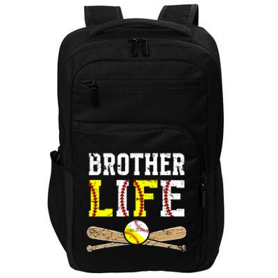 Baseball Softball Brother Life Softball Baseball Brother Gift Impact Tech Backpack