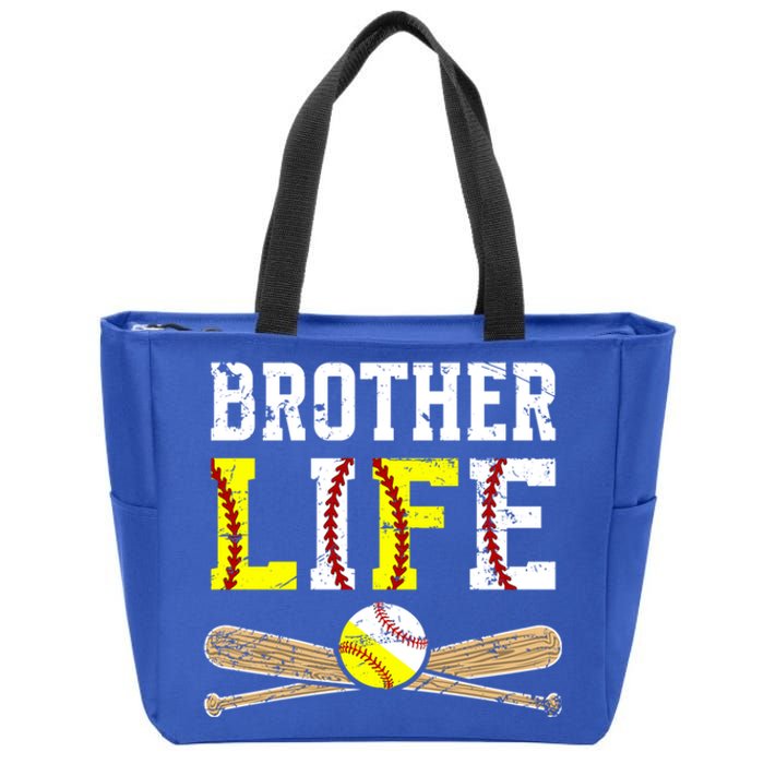 Baseball Softball Brother Life Softball Baseball Brother Gift Zip Tote Bag