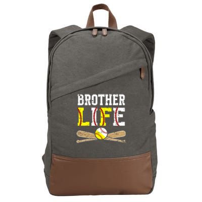 Baseball Softball Brother Life Softball Baseball Brother Gift Cotton Canvas Backpack