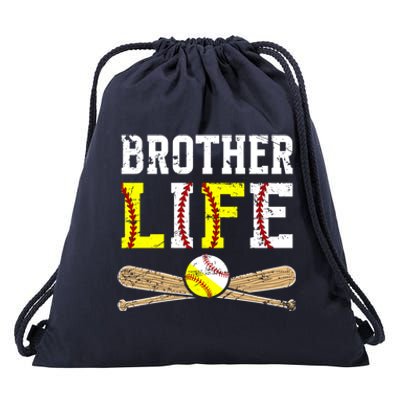 Baseball Softball Brother Life Softball Baseball Brother Gift Drawstring Bag