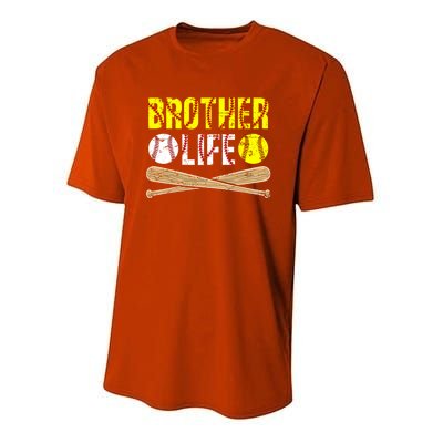 Baseball Softball Brother Life Softball Baseball Brother Cool Gift Youth Performance Sprint T-Shirt