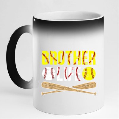 Baseball Softball Brother Life Softball Baseball Brother Cool Gift 11oz Black Color Changing Mug