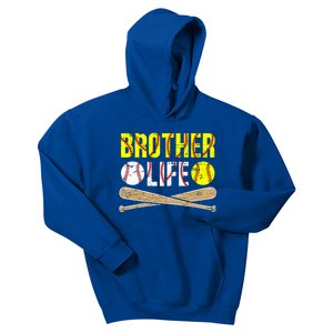 Baseball Softball Brother Life Softball Baseball Brother Cool Gift Kids Hoodie