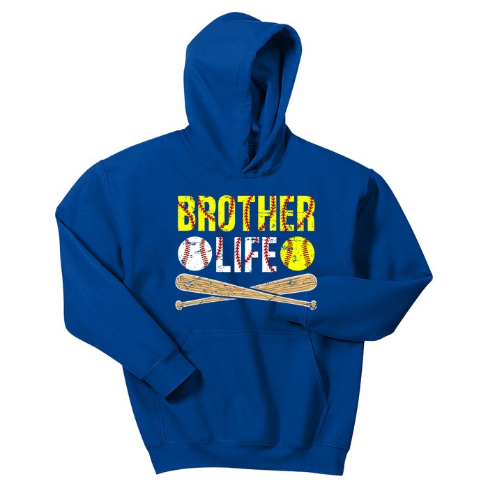 Baseball Softball Brother Life Softball Baseball Brother Cool Gift Kids Hoodie