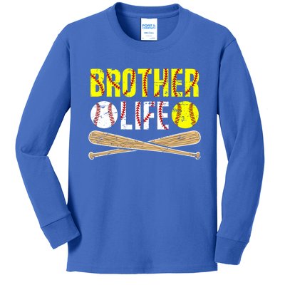 Baseball Softball Brother Life Softball Baseball Brother Cool Gift Kids Long Sleeve Shirt