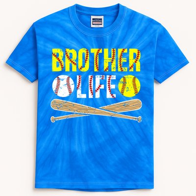 Baseball Softball Brother Life Softball Baseball Brother Cool Gift Kids Tie-Dye T-Shirt