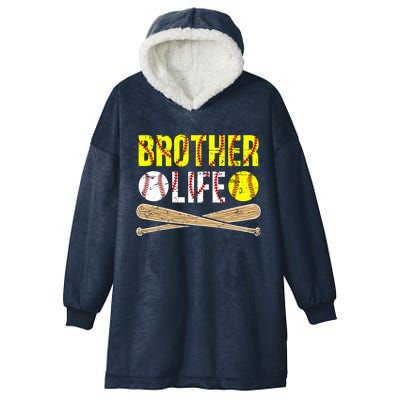 Baseball Softball Brother Life Softball Baseball Brother Cool Gift Hooded Wearable Blanket