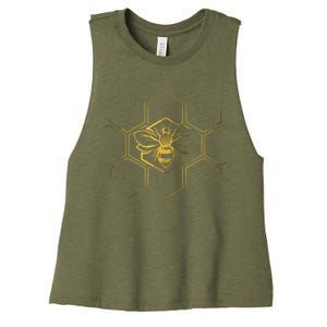 Beekeeper Shirts, Beekeeping Honeycomb Love For Bees Women's Racerback Cropped Tank