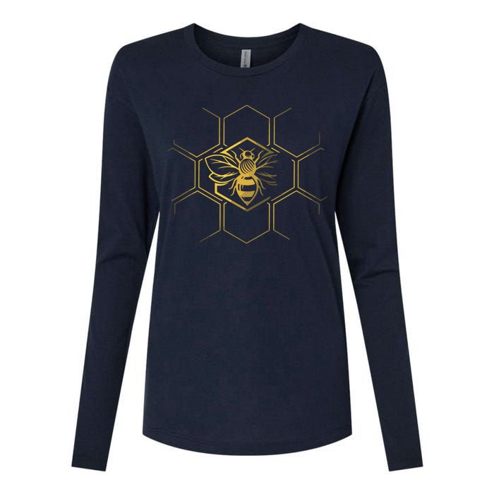 Beekeeper Shirts, Beekeeping Honeycomb Love For Bees Womens Cotton Relaxed Long Sleeve T-Shirt