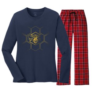 Beekeeper Shirts, Beekeeping Honeycomb Love For Bees Women's Long Sleeve Flannel Pajama Set 