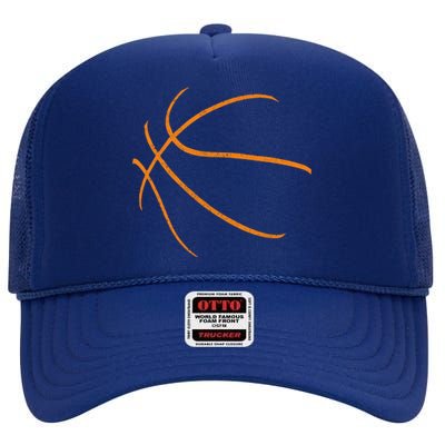 Basketball Silhouette Bball Player Coach Sports Baller Gift Cool Gift High Crown Mesh Back Trucker Hat