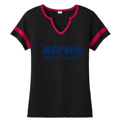 Baseball Stros Before Hoes Houston Ladies Halftime Notch Neck Tee