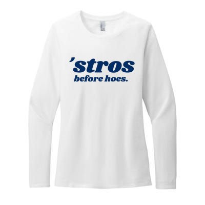 Baseball Stros Before Hoes Houston Womens CVC Long Sleeve Shirt