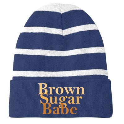 Brown Sugar Babe Striped Beanie with Solid Band