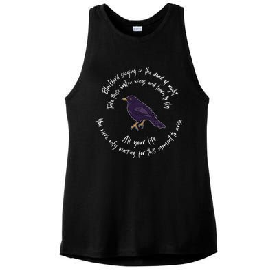 Blackbird Singing Bird Wings Microphone Singer Lyrics Artist Ladies PosiCharge Tri-Blend Wicking Tank