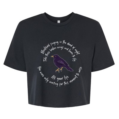 Blackbird Singing Bird Wings Microphone Singer Lyrics Artist Bella+Canvas Jersey Crop Tee