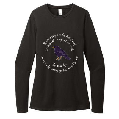 Blackbird Singing Bird Wings Microphone Singer Lyrics Artist Womens CVC Long Sleeve Shirt