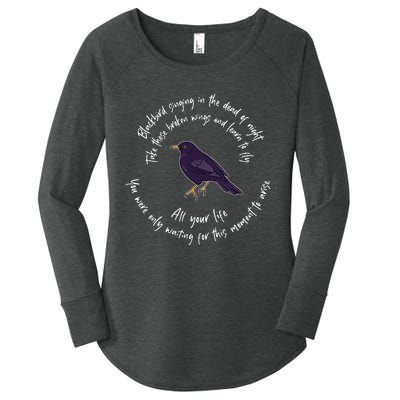 Blackbird Singing Bird Wings Microphone Singer Lyrics Artist Women's Perfect Tri Tunic Long Sleeve Shirt