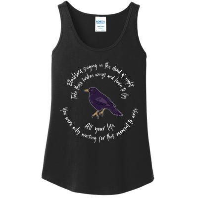 Blackbird Singing Bird Wings Microphone Singer Lyrics Artist Ladies Essential Tank