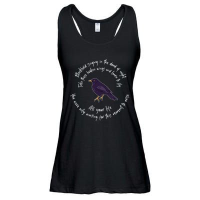 Blackbird Singing Bird Wings Microphone Singer Lyrics Artist Ladies Essential Flowy Tank