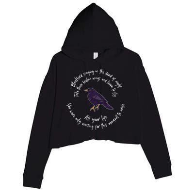 Blackbird Singing Bird Wings Microphone Singer Lyrics Artist Crop Fleece Hoodie