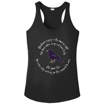 Blackbird Singing Bird Wings Microphone Singer Lyrics Artist Ladies PosiCharge Competitor Racerback Tank