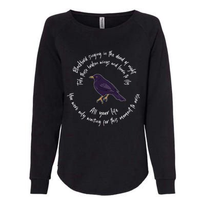 Blackbird Singing Bird Wings Microphone Singer Lyrics Artist Womens California Wash Sweatshirt