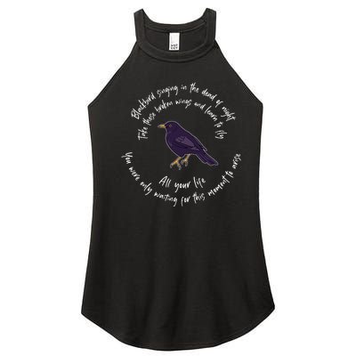 Blackbird Singing Bird Wings Microphone Singer Lyrics Artist Women’s Perfect Tri Rocker Tank