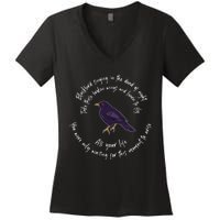 Blackbird Singing Bird Wings Microphone Singer Lyrics Artist Women's V-Neck T-Shirt