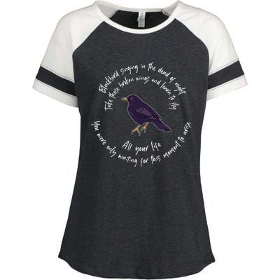 Blackbird Singing Bird Wings Microphone Singer Lyrics Artist Enza Ladies Jersey Colorblock Tee