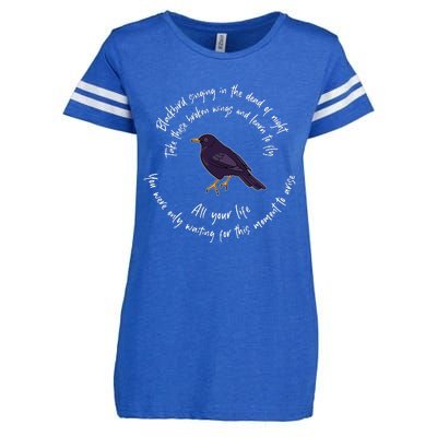 Blackbird Singing Bird Wings Microphone Singer Lyrics Artist Enza Ladies Jersey Football T-Shirt