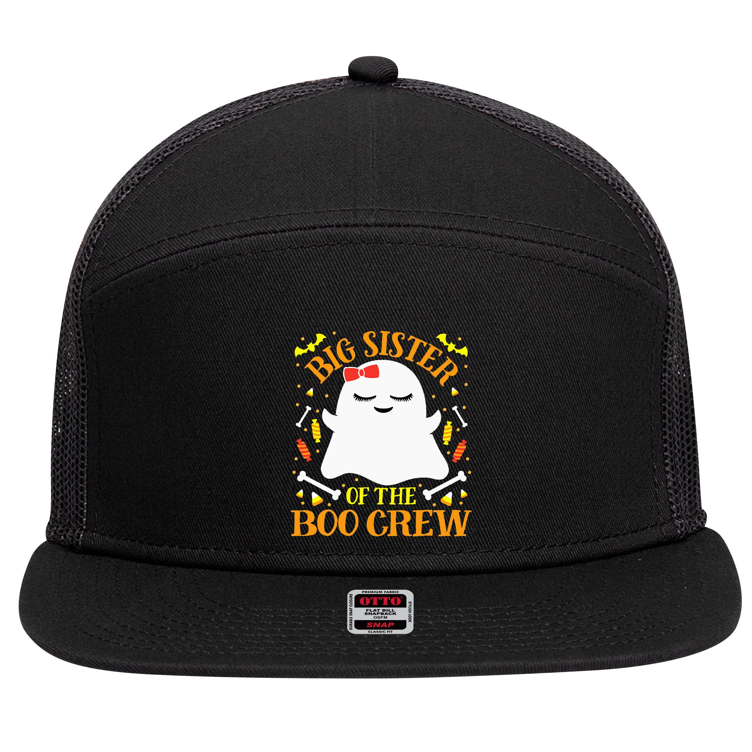 Big Sister Boo Crew Ghost Matching Family Halloween 7 Panel Mesh Trucker Snapback Hat