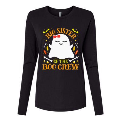 Big Sister Boo Crew Ghost Matching Family Halloween Womens Cotton Relaxed Long Sleeve T-Shirt