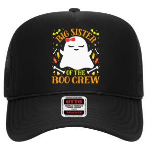 Big Sister Boo Crew Ghost Matching Family Halloween High Crown Mesh Back Trucker Hat