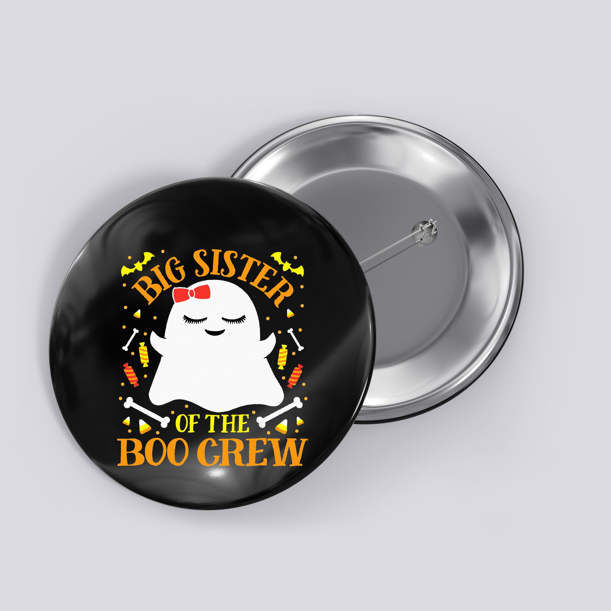 Big Sister Boo Crew Ghost Matching Family Halloween Button