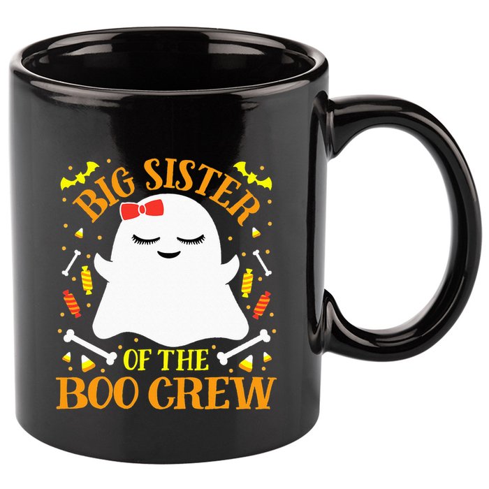 Big Sister Boo Crew Ghost Matching Family Halloween 11oz C Handle Ceramic Mug