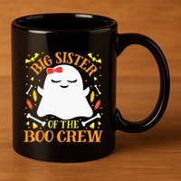 Big Sister Boo Crew Ghost Matching Family Halloween 11oz C Handle Ceramic Mug