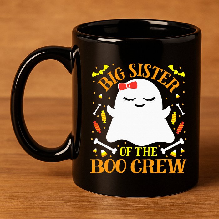Big Sister Boo Crew Ghost Matching Family Halloween 11oz C Handle Ceramic Mug