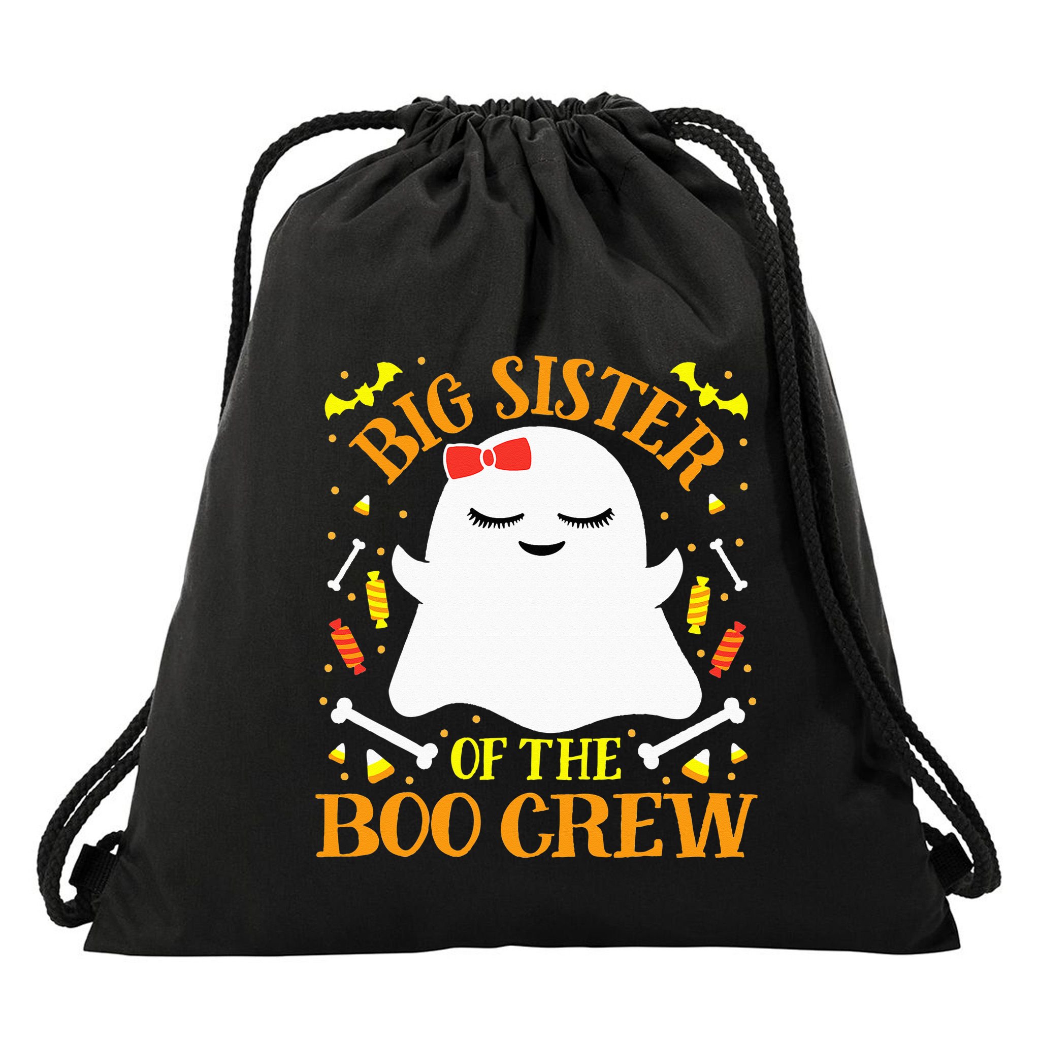 Big Sister Boo Crew Ghost Matching Family Halloween Drawstring Bag