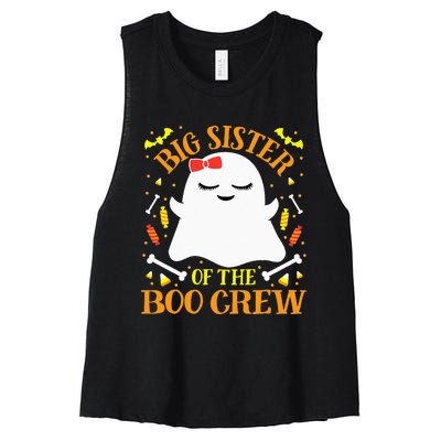 Big Sister Boo Crew Ghost Matching Family Halloween Women's Racerback Cropped Tank