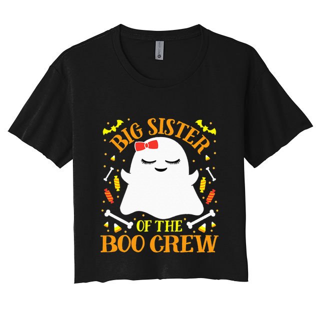 Big Sister Boo Crew Ghost Matching Family Halloween Crop Top