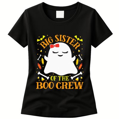 Big Sister Boo Crew Ghost Matching Family Halloween Womens T-Shirt