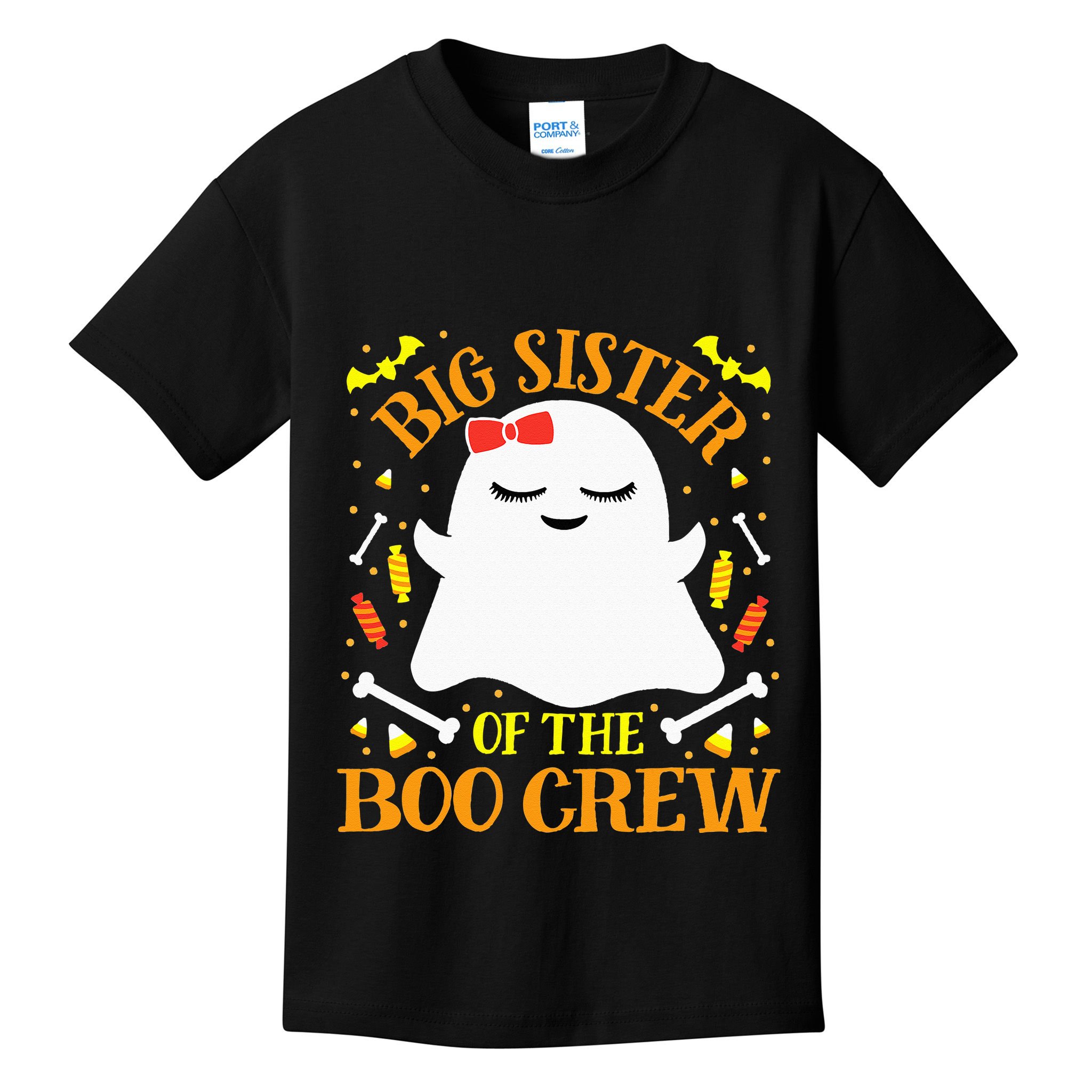 Big Sister Boo Crew Ghost Matching Family Halloween Kids T-Shirt