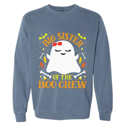 Big Sister Boo Crew Ghost Matching Family Halloween Garment-Dyed Sweatshirt