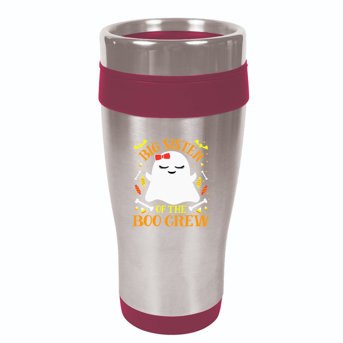 Big Sister Boo Crew Ghost Matching Family Halloween 16oz Travel Tumbler