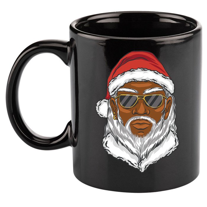 Black Santa 11oz C Handle Ceramic Mug