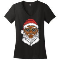 Black Santa Women's V-Neck T-Shirt