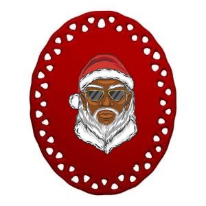 Black Santa Ceramic Oval Ornament