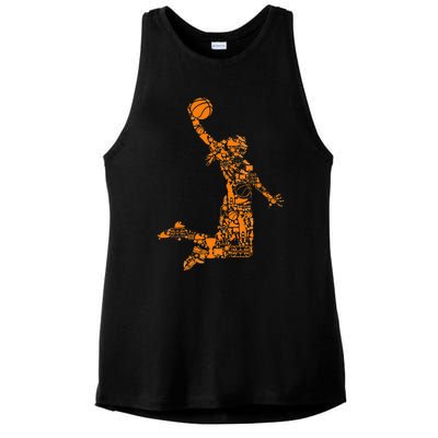 Basketball Silhouette Bball Player Coach Sports Baller Ladies PosiCharge Tri-Blend Wicking Tank